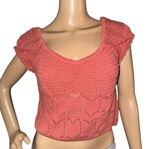 Aeropostale Coral Knit Crop Top Size Large